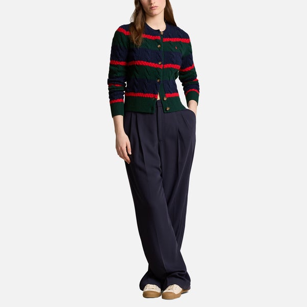 Polo Ralph Lauren Striped Wool-Blend Cable-Knit Cardigan