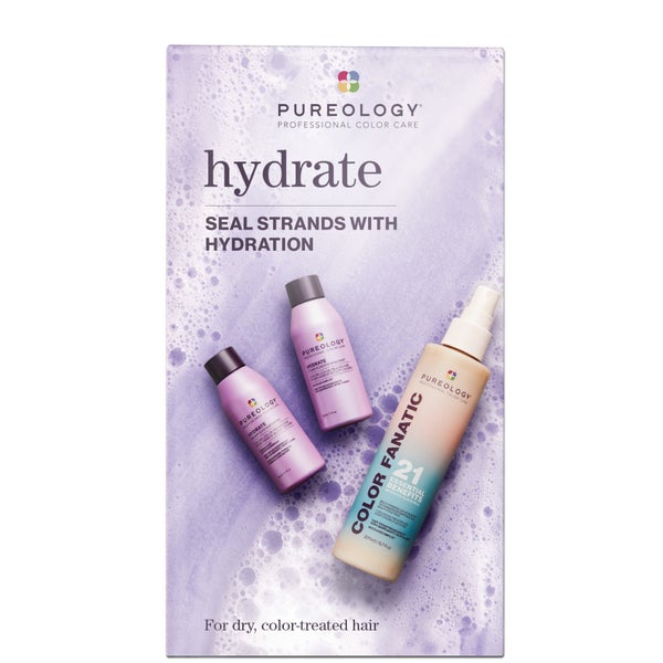 Pureology Hydrate Discovery Set for Dry Hair with Mini Shampoo and Conditioner 50ml with Color Fanatic Spray 200ml