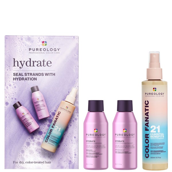 Pureology Hydrate Discovery Set for Dry Hair with Mini Shampoo and Conditioner 50ml with Color Fanatic Spray 200ml