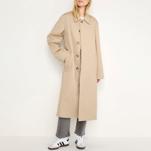 Good American Cotton-Blend Gabardine Mac Coat