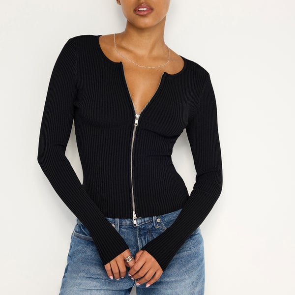 Good American Virgo Ribbed-Knit Top