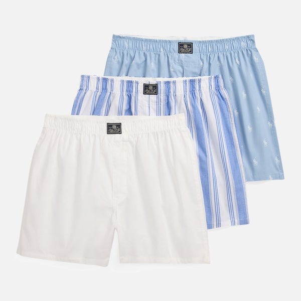 Polo Ralph Lauren Men's 3 Pack Woven Boxer Shorts - Stripe/White/Allover Print