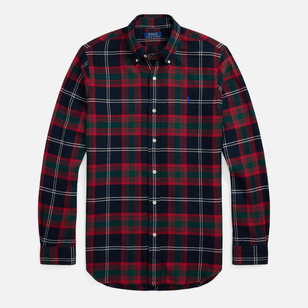 Polo Ralph Lauren Men's Classic Fit Brushed Flannel Long Sleeved Shirt - Navy/Red Multi