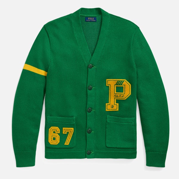 Polo Ralph Lauren Men's Cotton Varsity Logo Cardigan - Green Combo