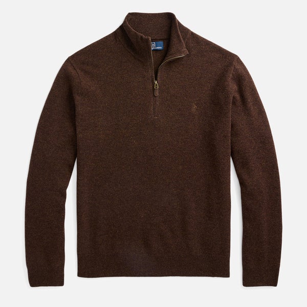 Polo Ralph Lauren Men's Merino Half Zip Jumper - Dark Chestnut Heather