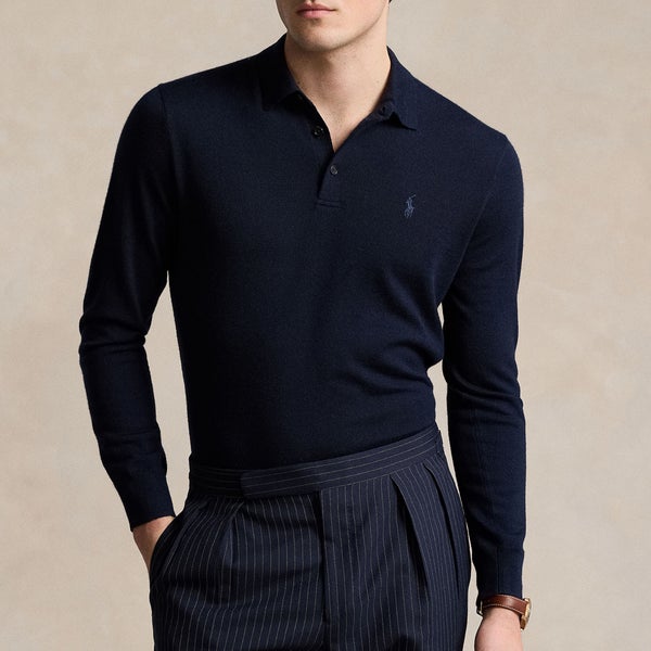 Polo Ralph Lauren Men's Merino Wool Polo Neck Sweatshirt - Hunter Navy