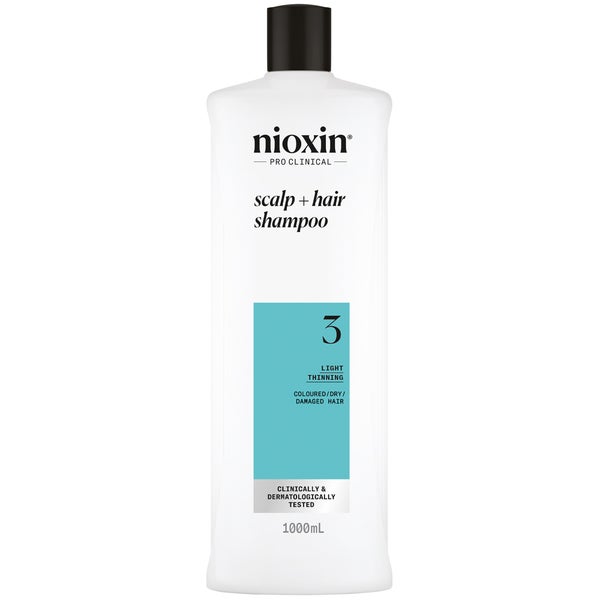 NIOXIN Scalp and Hair Thickening System 3 Shampoo for Coloured Dry and Damaged Hair with Light Thinning 1L