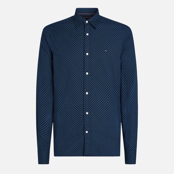 Tommy Hilfiger Brushed Micro-Print Cotton-Blend Shirt