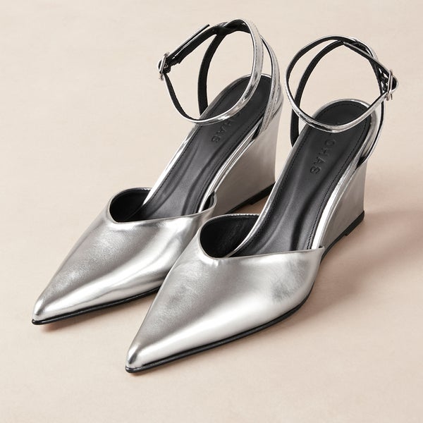 ALOHAS Women's Polly Shimmer Leather Heeled Court Shoes
