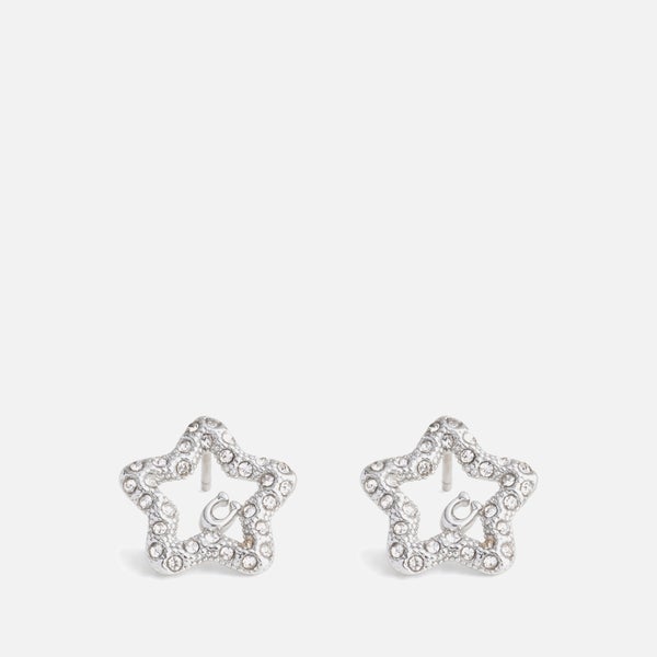 Coach Signature Silver-Tone Pavé Star Stud Earrings