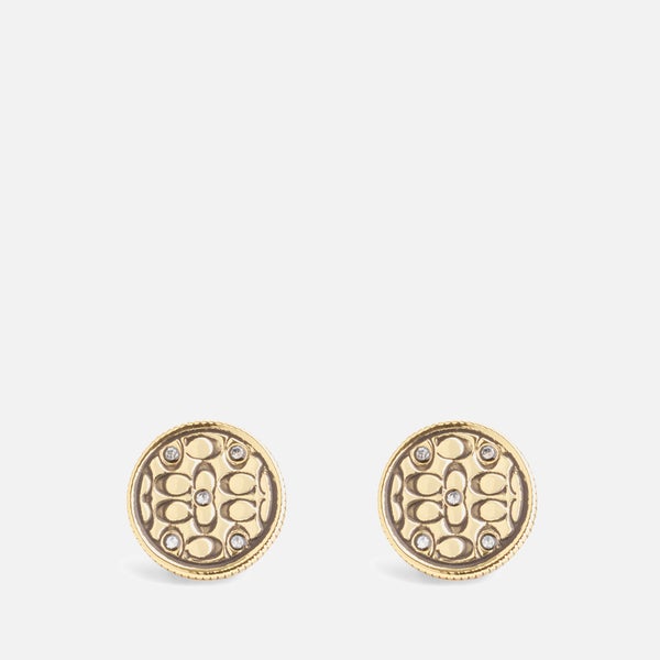 Coach Signature Quilted Coin Stud Earrings