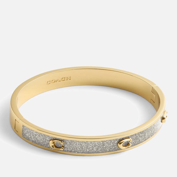 Coach Signature C Glitter Silver-Tone Bangle Bracelet