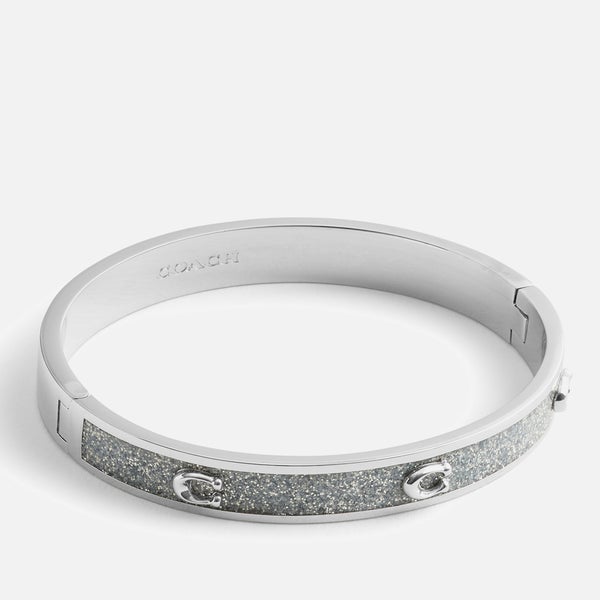 Coach Signature C Glitter Silver-Tone Bangle Bracelet