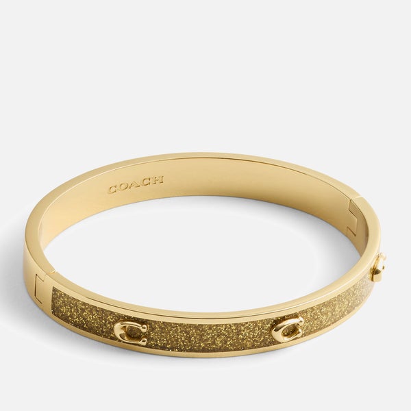 Coach Signature C Glitter Gold-Toned Bangle Bracelet