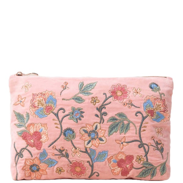 Elizabeth Scarlett Botanical Garden Pale Pink Velvet Everyday Pouch