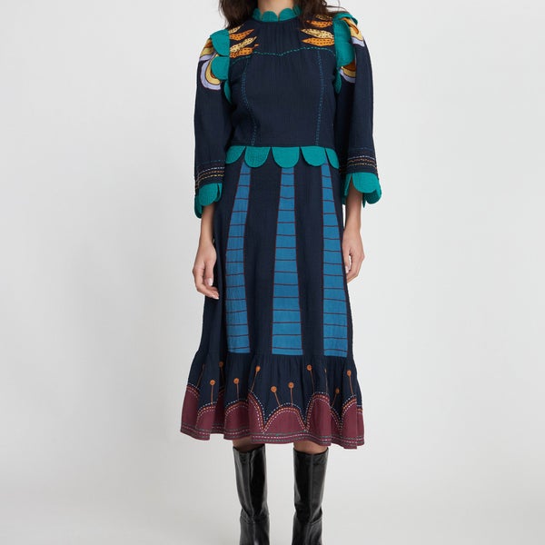 Stella Nova Embroidered Cotton-Seersucker Dress