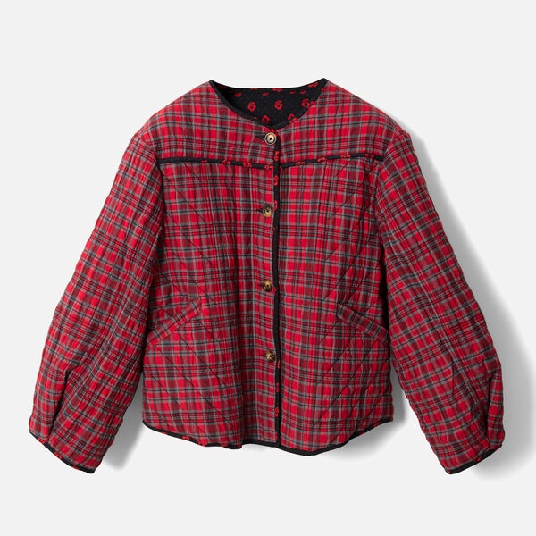 Damson Madder Women's Macy Quilted Reversible Jacket - Red Check