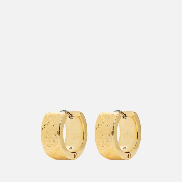 Tory Burch Women's Miller Stud T Monogram Small Hoop - Gold T Monogram