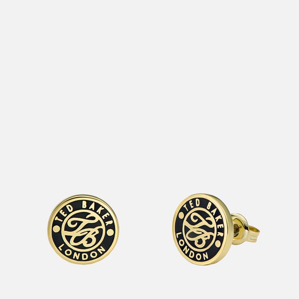 Ted Baker Monlia Monogram Gold-Plated Button Earrings