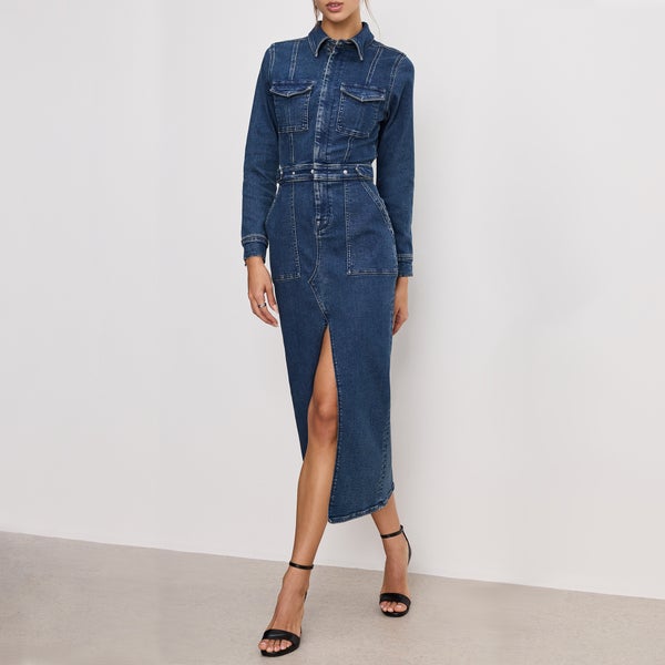 Good American Fit For Success Denim Midi Dress