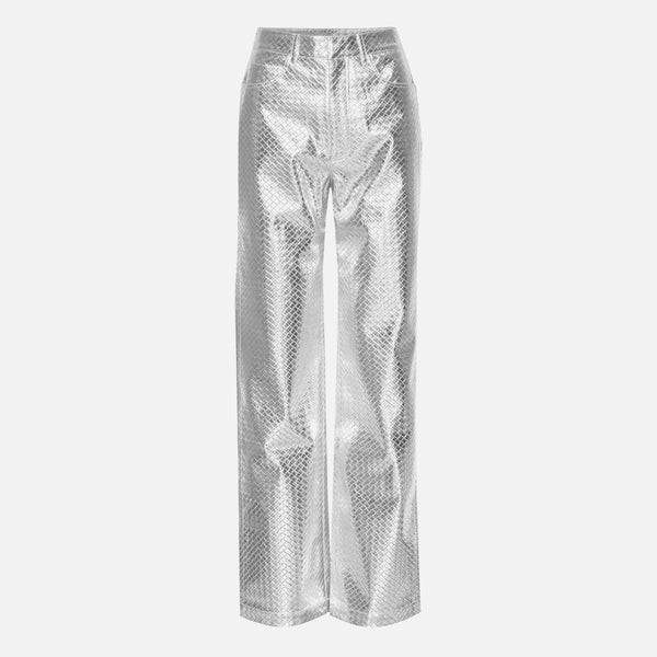 Rotate Birger Christensen Woven Faux Leather Straight Trousers