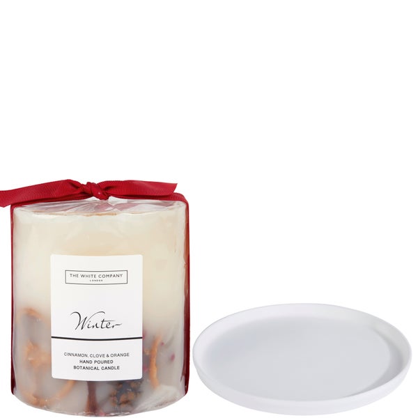 The White Company Winter Botanical Candle and Plate - Medium