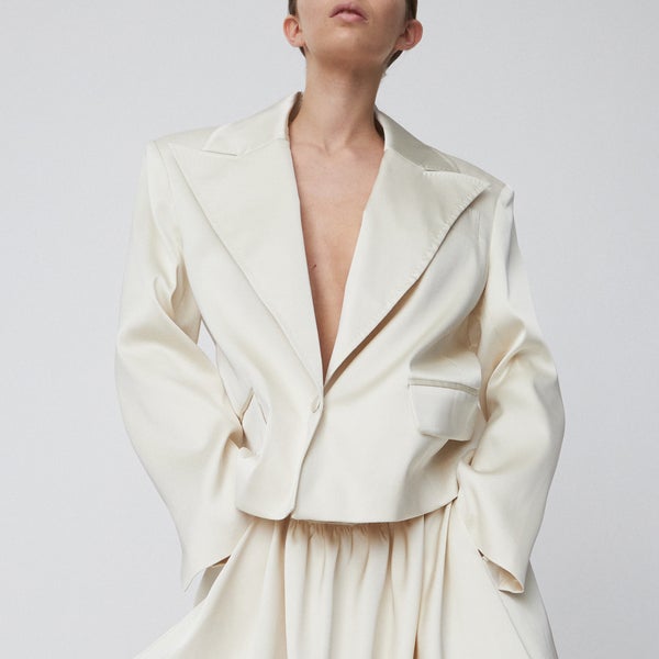 Stella Nova Cropped Satin Blazer