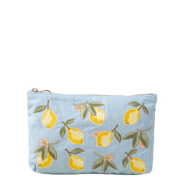 Elizabeth Scarlett Lemon Blossom French Blue Cotton Everyday Pouch