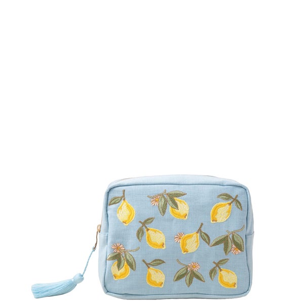 Elizabeth Scarlett Lemon Blossom French Blue Cotton Wash Bag