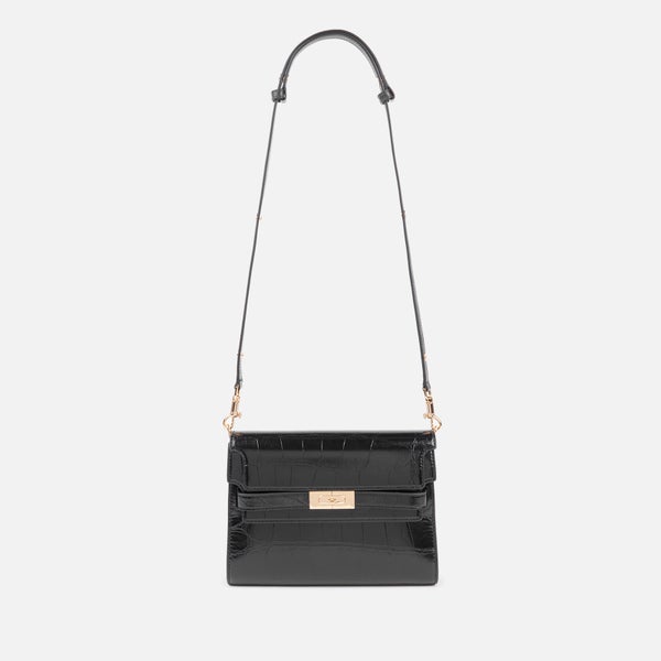 Tory Burch Lee Radziwill Croc Embossed Leather Shoulder Bag