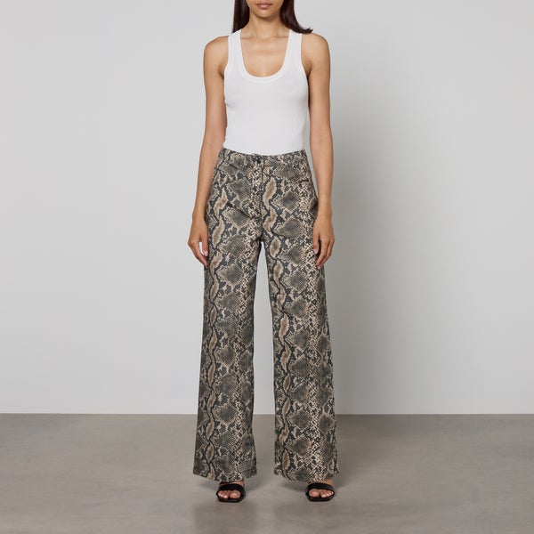 MAX&Co. Parure Snake-Print Cotton-Drill Trousers
