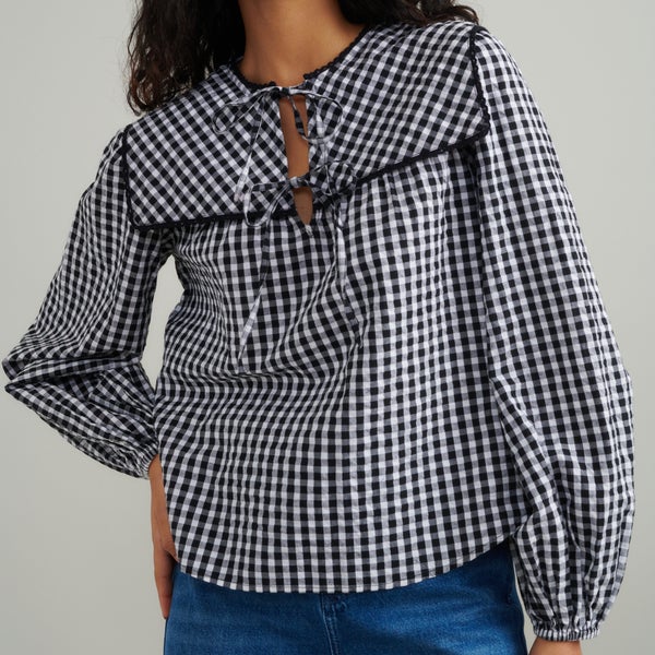 Nobody's Child Bridy Gingham Seersucker Blouse
