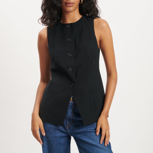 Nobody's Child Cotton-Blend Crepe Longline Waistcoat