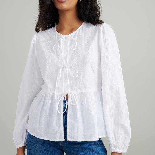 Nobody's Child Bernice Cotton-Cloqué Blouse