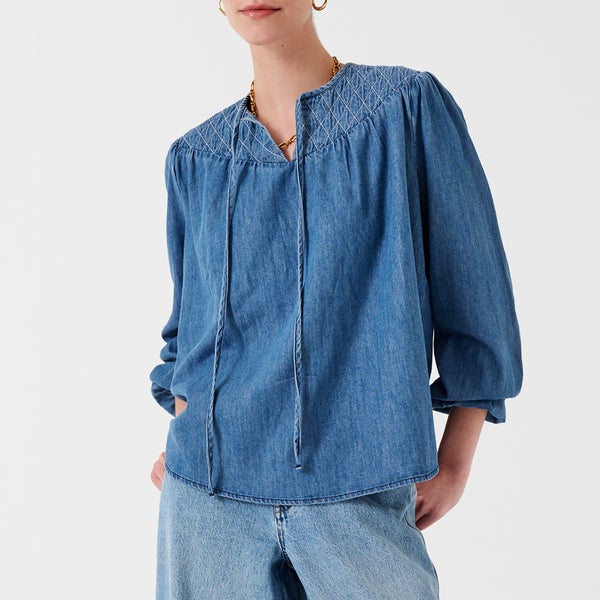 Seventy + Mochi Clio Cotton-Chambray Blouse