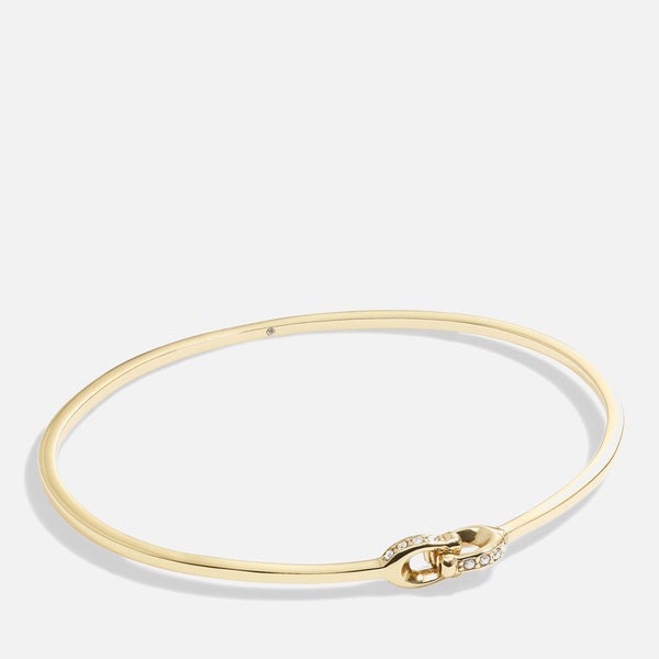 Coach Interlock Pavé C Gold-Tone Bangle Bracelet