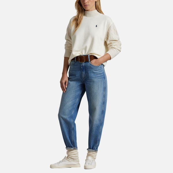 Polo Ralph Lauren Cable-Knit Sleeve Cotton-Jersey Sweatshirt