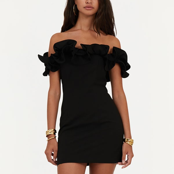 ROTATE Birger Christensen Ruffle Crepe Mini Dress