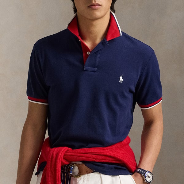 Polo Ralph Lauren Custom Slim Fit Cotton Mesh Tipped Polo Shirt