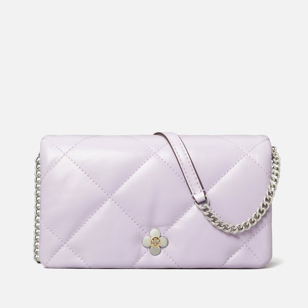 Tory Burch Kira Clover Diamond-Quilted Leather Chain Wallet