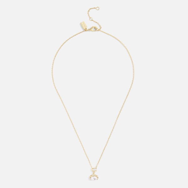 Coach Pearl Orb Short Gold-Tone Pendant Necklace
