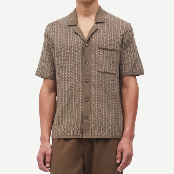 Samsøe Samsøe Sarhys Cotton and Wool-Blend Knit Shirt