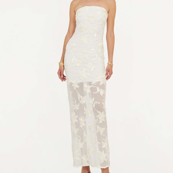 ROTATE Birger Christensen Floral-Jacquard Mesh Dress