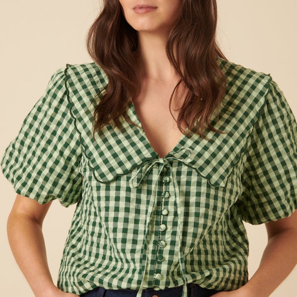 Nobody's Child Birdie Organic Cotton-Gingham Blouse