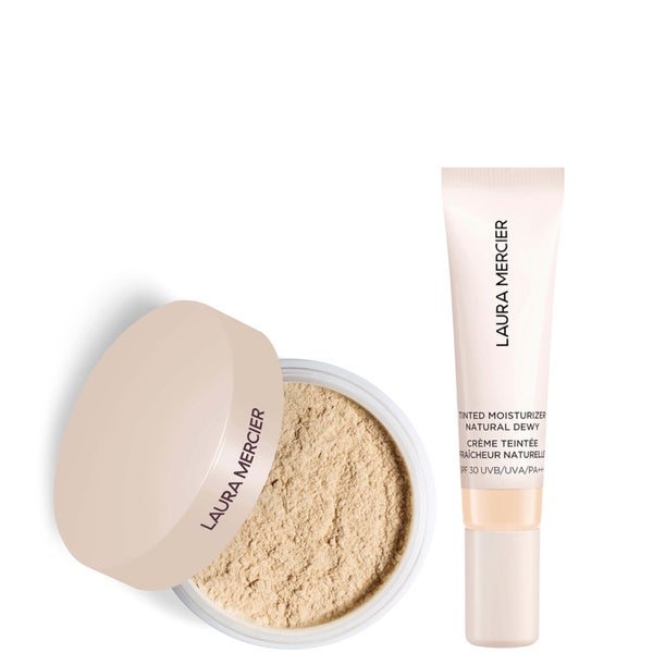Laura Mercier Mini Translucent Loose Setting Powder Ultra Blur and Travel Size Tinted Moisturiser Dewy Duo (various shades)