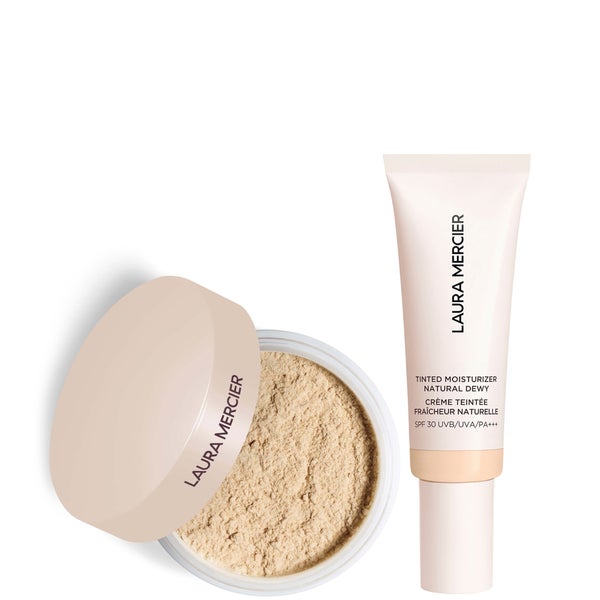 Laura Mercier Mini Translucent Loose Setting Powder Ultra Blur and Tinted Moisturiser Natural Dewy SPF 30 Duo (Various Shades)