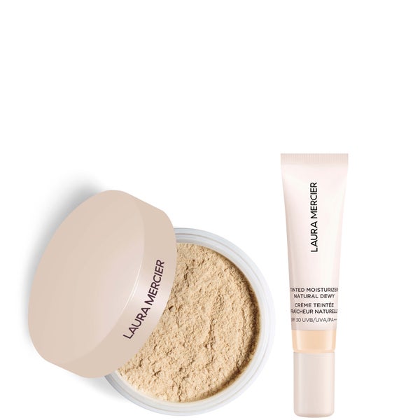 Laura Mercier Mini Translucent Loose Setting Powder Ultra Blur and Travel Size Tinted Moisturiser Dewy Duo (various shades)