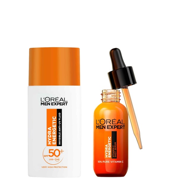 L'Oreal Men Expert Hydra Energetic Vitamin C Serum & SPF50+ Invisible Fluid Bundle
