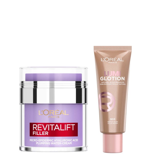 L'Oreal Paris Hyaluronic Filler Water Cream & Lumi Glotion Bundle (Various Shades)