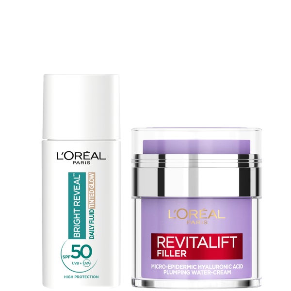 L'Oreal Paris Hyaluronic Filler Water Cream & Tinted Glow SPF50+ (Various Shades)